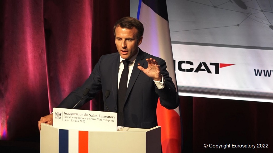 Emmanuel Macron at Eurosatory 2022 edition